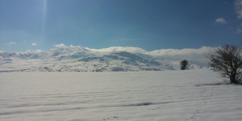 Köyde kış manzarası